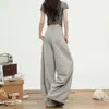 Pantalones de traje retro estilo americano, corte holgado, cintura alta, pierna ancha, pantalones casuales para mujer, pantalones de pierna recta para otoño, pantalones versátiles de largo completo