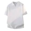 Camisa Polo de Punto Horizontal con Cuello de Punto y Cremallera, Estilo Old Money, Nuevo para Verano 2026, Alta Elasticidad, Anti-Arrugas, Textura Tridimensional, Transpirable, Manga Corta Casual