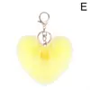 Llavero de Bola de Peluche Arcoíris Llavero con Borla en Forma de Corazón Grande para Mujeres Colgante para Coche Bolso Joyería de Moda