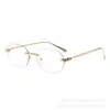 Gafas de Sol Retro Europeas con Laca de Leopardo y Templo Metálico Sin Montura para Mujer, Moda de Alta Gama, Estilo Nuevo, Gafas de Sol Transfronterizas para Hombre