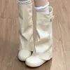Botas de moda 2026 de punta redonda y color liso, perfectas con faldas, versátiles y elegantes, con un diseño único y un aspecto elegante, para mujer