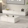 Combinación de Mesa de Centro y Mueble de TV, Práctico para Apartamentos Pequeños, Muebles de Sala de Estar de Madera Maciza de Pie, Mueble de TV Blanco Simple de Pie