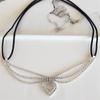 Diadema de Celebridad de Internet Transfronteriza Nueva Moda para Mujer Cadena para la Frente con Forma de Corazón de Pedrería Accesorios para el Cabello Tocado de Combinación Total tocado
