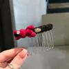 Pente de Cabelo de Veludo Coelho com Strass, Estilo Coreano Doce e Elegante, Acessório de Cabelo Gentil e Gracioso, Luxo Leve e Sensação de Alta Qualidade