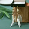 Brincos de Pena Boêmios Europeus e Americanos, Brincos de Franja Estilo Étnico Exagerado Retrô para Feriados, Acessórios de Viagem de Yunnan para Mulheres