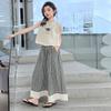 Traje de Verano para Niñas 2025 Nuevo Niños Grandes Moda Verano Niños Pantalones de Pierna Ancha Conjunto de Dos Piezas Ropa de Moda