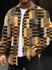 Nueva Chaqueta Casual Estampada para Hombre con Cuello, Estampado Digital 3D de Patrón Multicolor Personalizado para Primavera y Otoño