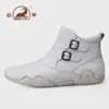 Botas de hombre de cuero de borrego genuino, nuevos modelos de otoño e invierno, con forro de felpa añadido para mayor calidez, zapatos de cuero de caña alta, botas Martin, zapatos de algodón