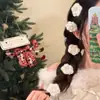 Copos de Nieve Bailando~Pasador de Lana Tejida de Copo de Nieve Blanco con Ambiente Navideño, Decoración de Pinza Lateral, Pasador de Viaje