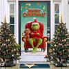Cubierta de Puerta de Monstruo Peludo Verde Grinch Nuevo Transfronteriza Tela de Fondo Decoración de Atmósfera Cortina de Puerta Navideña Tela Colgante Cubierta de Puerta Tapiz