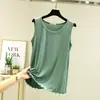 Colete de modal com babado e gola redonda, roupa íntima feminina de verão, fino, cor sólida, sem mangas, camisa base, top solto plus size