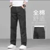 2026 Nuevos Pantalones Casuales de Algodón Puro con Felpa para Hombre Pantalones de Otoño e Invierno Pierna Recta Suelta Pantalones Largos Pantalones de Hombre de Negocios para Papá