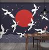 Papel Tapiz Mural de Grulla de Onda 8D Japonés Ukiyo-E Izakaya Tatami Restaurante de Sushi Papel Tapiz de Estilo Japonés Killing Script