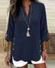 2026 Comercio Exterior Transfronterizo Europeo y Americano Ebay Amazon Moda Color Sólido Tendencia Camisa de Mujer Otoño Cuello en V Manga Media