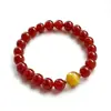 Pulsera de Plata de Ley S925 con Ágata Roja Natural y Ojo de Tigre, Nuevo Estilo Chino, Atmósfera de Año Nuevo, Pulsera de Moda, Sencilla y Versátil