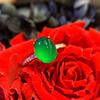 Anillo de ágata de calcedonia verde con incrustaciones de platino bañado en plata 925, anillo de esmeralda y verde Yang en vivo