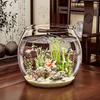 Acuario Redondo de Plástico para Peces Pequeños, Imitación de Vidrio de una Pieza, Anticaída, Resistente a Caídas, Pequeño Tanque Ecológico de Escritorio para Sala de Estar