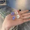 Pendientes de Plata S925 Estilo Coreano Pintura Horneada Perla Multicolor Pétalo Broche de Plata Pendientes de Moda Elegantes Sencillos Pendientes de Nicho Ins para Mujer