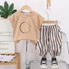 Conjunto de Verão para Meninas Novo e Moderno Estilo Coreano Fashion Manga Curta Conjunto de Duas Peças para Crianças Pequenas
