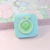 Estuche Lindo para Lentes de Contacto, Caja Compañera de Dibujos Animados de Corazón, Portátil Compacto y Personalizado para Estudiantes, Doble Estuche para Lentes de Contacto con Espejo