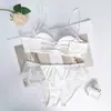 Lencería Sexy de Encaje Francés Europeo para Mujer con Tirantes Espalda Hermosa Sujetador sin Varillas Bandeau Busto Pequeño Push-up Conjunto de Lencería