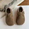 Zapatos Retro Boken para Bebé Zapatos de Algodón Cálidos con Forro Polar 2025 Invierno Nuevos Estilo Coreano para Niñas Zapatos de Piel de Dos Tonos Zapatos Gorro