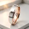 Anillo de Acero de Titanio de Dos Tonos Oro Rosa de Alta Gama, Nicho, Simple, para Mujer, Versátil, No se Desvanece, Anillo de Pareja, Pulsera Popular