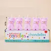 Estilo ins decoração de bolo de aniversário de desenho animado velas flores chapéus de festa urso de pelúcia rosto sorridente corações velas de aniversário infantil