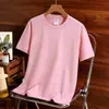 Algodão Lyocell Tencel Verão Nova Cor Sólida Masculina Manga Curta Respirável Camiseta Básica Juvenil Tamanho Grande