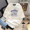 Camiseta Redonda Estampada Estilo Hong Kong para Hombre Manga Corta Unisex Moderna Casual Juventud Atuendo de Pareja Almacén Relámpago
