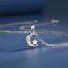 Collar con colgante de estrella y luna de plata de ley 925 con incrustaciones de circonitas, diseño de nicho japonés y coreano para mujer, cadena de clavícula de serie estrella.