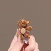 Lindo Pasador de Oso Afelpado para Mujer, Pinza de Pato Creativa de Nicho para Otoño e Invierno, Pasador para Flequillo Lateral, Delicado Pasador de Pelo