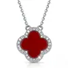 Nueva Moda Entrada Estilo de Lujo Láser Trébol de Cuatro Hojas Acero de Titanio Collar Niña Libro Rojo Pequeño Recomendado Hierba de la Suerte Cadena para Clavícula