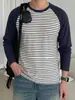 Camiseta masculina raglan com blocos de cor, um look simples, estiloso e casual para o dia a dia, perfeita como uma camisa de manga comprida para o outono