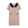 Senhoras francesas estilo Chanel vestido estilo verão novo plus size Contraste Cor Slim Vestido 281534