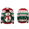 Nuevo suéter de cuello redondo con estampado digital 3D 2024 suéter navideño transfronterizo de Amazon suéter de manga larga para hombre y mujer