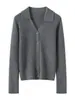 Suéter de Cachemira Nuevo Otoño Invierno 2026 para Mujer Cachemira Pura Cuello Redondo Cardigan Tejido Simple Versátil Ajustado Ropa Exterior