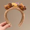 Lindo gato marrón de peluche diadema de ala ancha otoño e invierno lavar la cara maquillaje diadema rojo neto lindo dulce accesorios para el cabello al por mayor