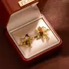 Aretes Maillard Fuego Artificial Dorado Ojo de Tigre Populares Elegantes Accesibles Joyería de Lujo Estilo Fresco de Gama Alta Aretes Únicos