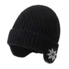 Gorro de Invierno Cálido de Punto para Hombre con Protección para las Orejas, Engrosado y Forrado de Felpa, Circunferencia de Cabeza Grande, Gorro para Clima Frío