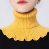 Cachecol feminino com gola falsa, para outono e inverno, suporte cervical, cor sólida, quente, malha de pele falsa, gola alta