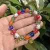 Pulsera de recuerdo de viaje de estilo étnico, pulsera del Dios de la Riqueza Amarilla de cristal de arena dorada, pulsera de caqui de cristal de ceniza de incienso que concede deseos
