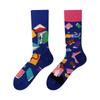 Calcetines asimétricos de diseño original AB para hombre y mujer, calcetines de algodón creativos de dibujos animados AB, estilo callejero de moda, personalidad