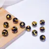 Pétala de Flor de Ameixa Colorida Luminosa Grânulos de Vidro com Areia Dourada Acessórios para Joias DIY Acessórios para Colar de Mão Grânulos Soltos Grânulos Redondos