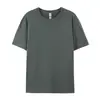 Camiseta de Algodão Puro com Gola Redonda e Manga Curta Verão Algodão Respirável Solta Cor Lisa Base Casual Unissex Versátil