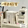 Caja de almacenamiento con sujetalibros, separador de libros retráctil para escritorio, estantería de oficina, portalápices para escritorio de estudiante, estante de almacenamiento