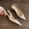 Primeiro Encontro: Saltos Agulha Bico Fino para Mulheres, Sandálias Fechadas com Strass Estilo Fada Francesa, Novo Modelo de Verão 2026, Elegante Início de Primavera