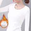 Camiseta Espessa com Forro de Fleece para Estudantes Femininas Estilo Coreano Outono e Inverno Tamanho Plus Feminino Top Camiseta Térmica Feminina Camiseta Base para Mulheres