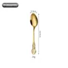 Acero Inoxidable Serie Corte Real Lujo Ligero Mango Labrado Engrosado Estilo Occidental Cuchillo para Bistec, Tenedor, Cuchara, Cuchara de Postre, Tenedor de Postre