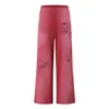 27578 High Street Estilo Americano Masculino e Feminino Vintage Lavado Desgastado Estampa Design Solto Reto Streetwear Calça de Moletom